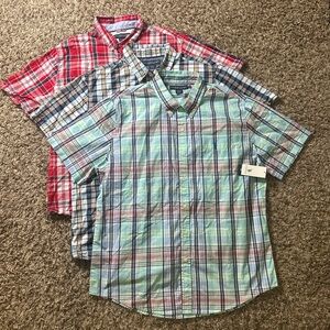 Lot of 3 Men’s Polo Assn Short-Sleeve Plaid Button Down Shirt XL 1 NWT 2 Used